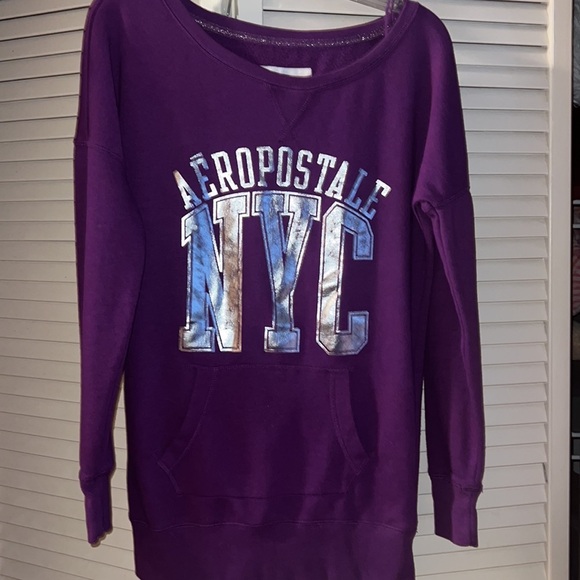 🔥3 for $25🔥 (EUC) PURPLE AEROPOSTALE SWEATSHIRT WITH FRONT POCKETS SZ M - Picture 2 of 4
